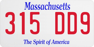 MA license plate 315DD9