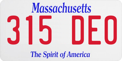 MA license plate 315DE0