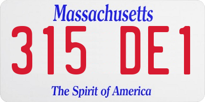 MA license plate 315DE1