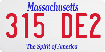 MA license plate 315DE2