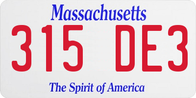 MA license plate 315DE3