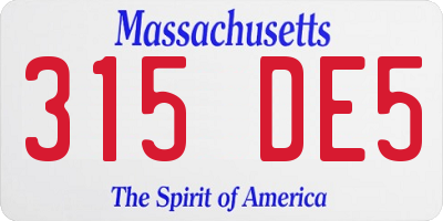 MA license plate 315DE5