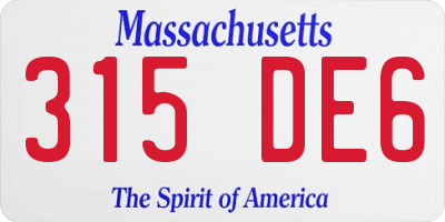 MA license plate 315DE6