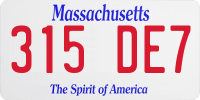 MA license plate 315DE7