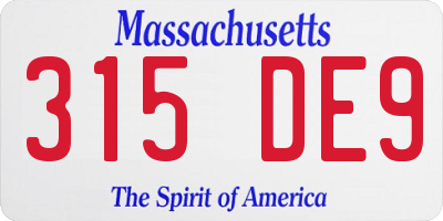 MA license plate 315DE9