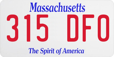 MA license plate 315DF0