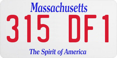MA license plate 315DF1