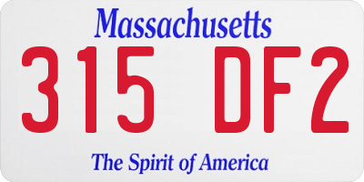MA license plate 315DF2