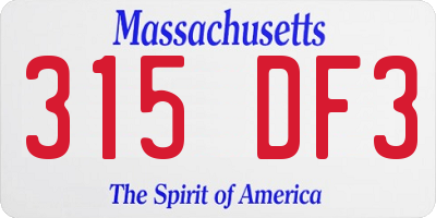 MA license plate 315DF3