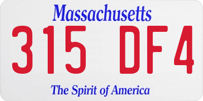 MA license plate 315DF4