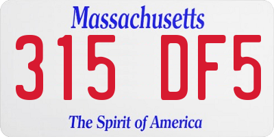MA license plate 315DF5