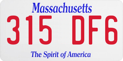 MA license plate 315DF6