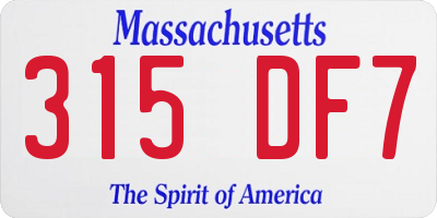MA license plate 315DF7
