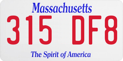 MA license plate 315DF8