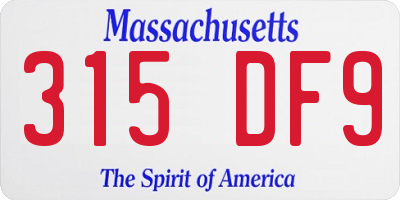 MA license plate 315DF9