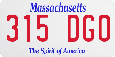 MA license plate 315DG0