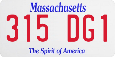 MA license plate 315DG1