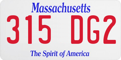 MA license plate 315DG2