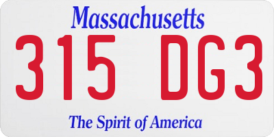 MA license plate 315DG3