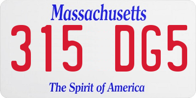MA license plate 315DG5