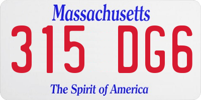 MA license plate 315DG6