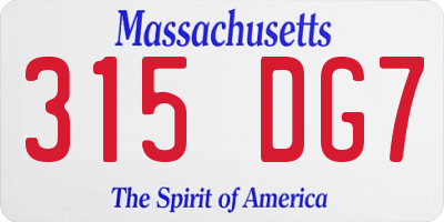 MA license plate 315DG7