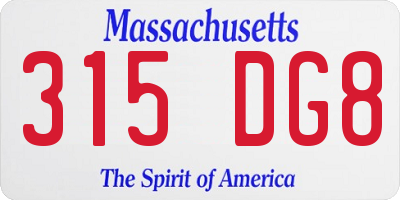 MA license plate 315DG8