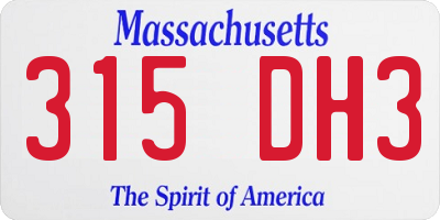 MA license plate 315DH3