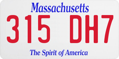MA license plate 315DH7
