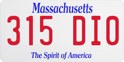 MA license plate 315DI0