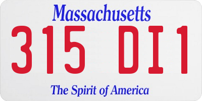 MA license plate 315DI1