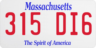 MA license plate 315DI6