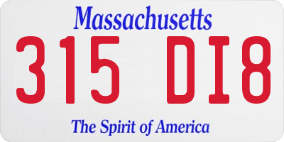 MA license plate 315DI8