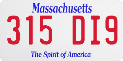 MA license plate 315DI9