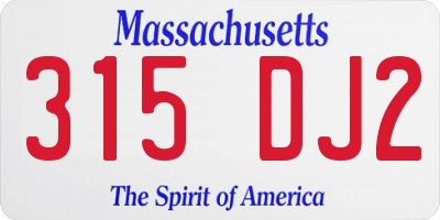 MA license plate 315DJ2