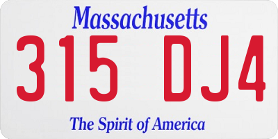 MA license plate 315DJ4