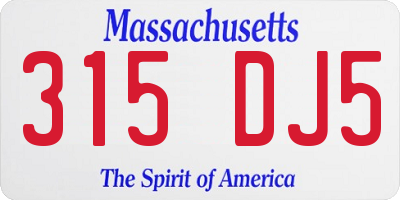 MA license plate 315DJ5