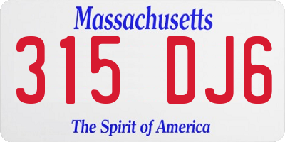 MA license plate 315DJ6
