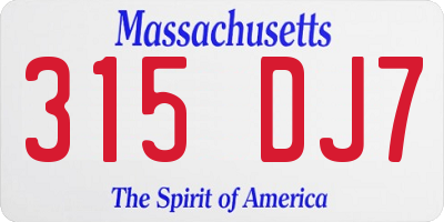 MA license plate 315DJ7