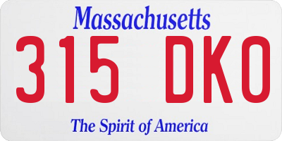 MA license plate 315DK0