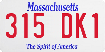 MA license plate 315DK1