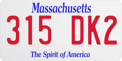 MA license plate 315DK2