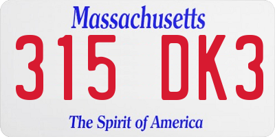 MA license plate 315DK3