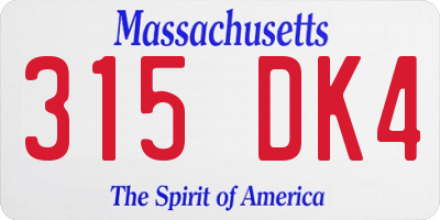 MA license plate 315DK4