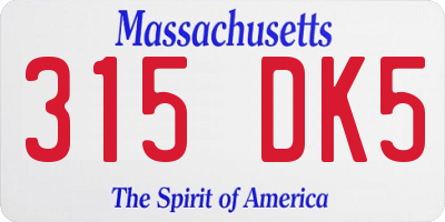 MA license plate 315DK5