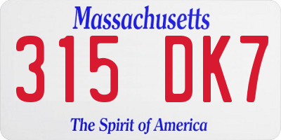 MA license plate 315DK7