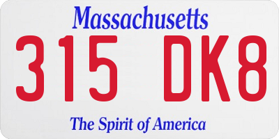 MA license plate 315DK8