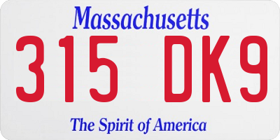 MA license plate 315DK9