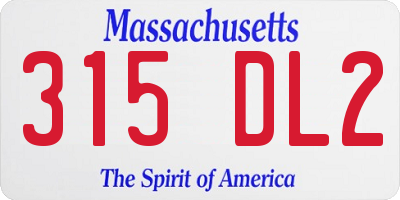 MA license plate 315DL2
