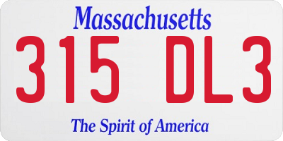 MA license plate 315DL3